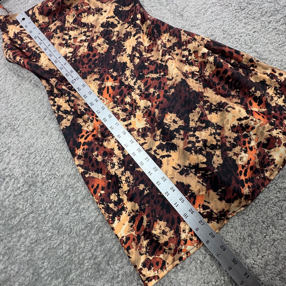 Urban Outfitters Bronze Mallory Animal Print Cowl Neck Satin Mini Dress Med NEW - Picture 8 of 12